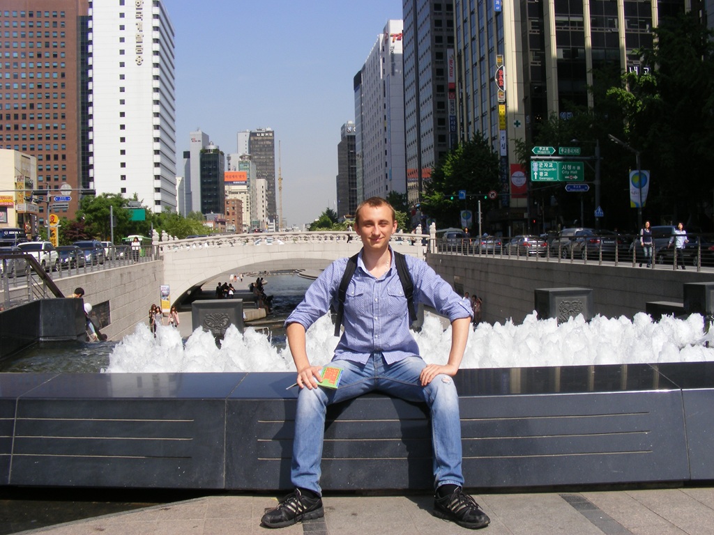 Denis near Cheonggyecheon Stream in Seoul, South Korea